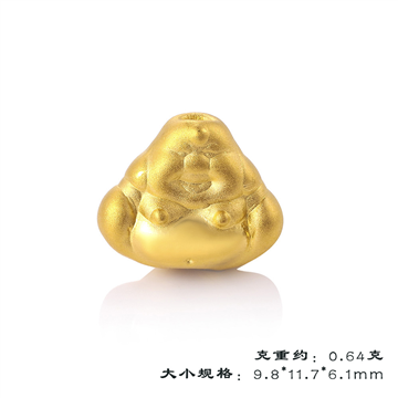 3D硬金足金999弥勒佛手串