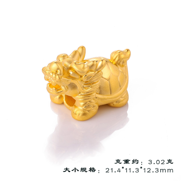 3D硬金足金999赑屃手串